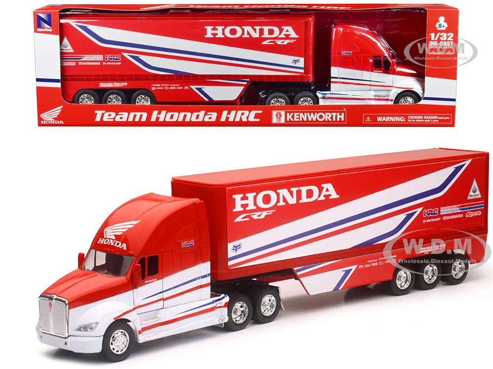 Kenworth Semi Truck Red and White Team Honda HRC 1/32 Diecast