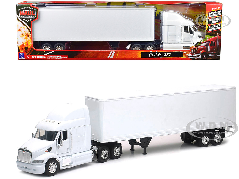 Peterbilt 387 Truck with Dry Goods Trailer White Long Haul