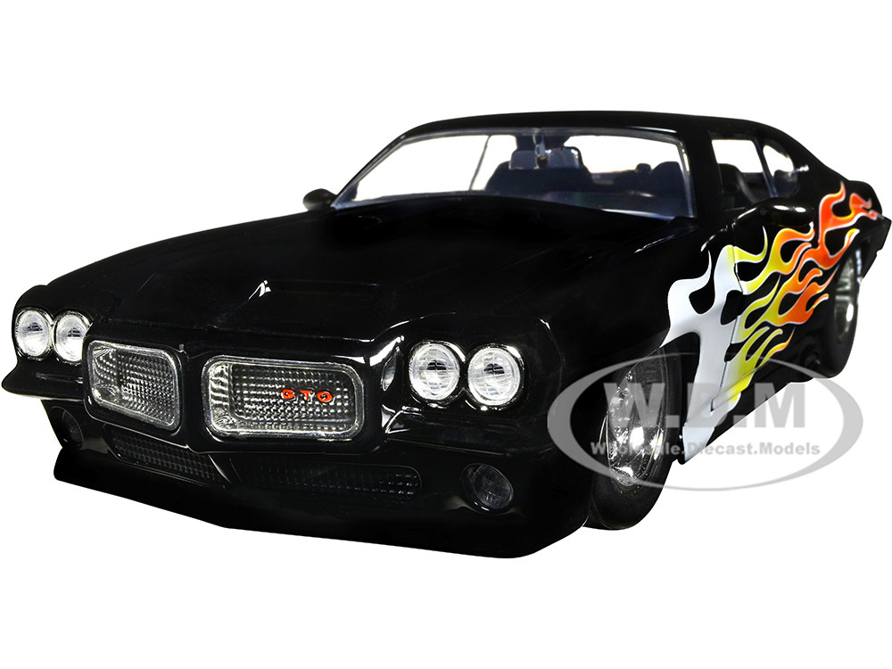 1971 Pontiac GTO Black with Flame Graphics Bigtime Muscle Series 1