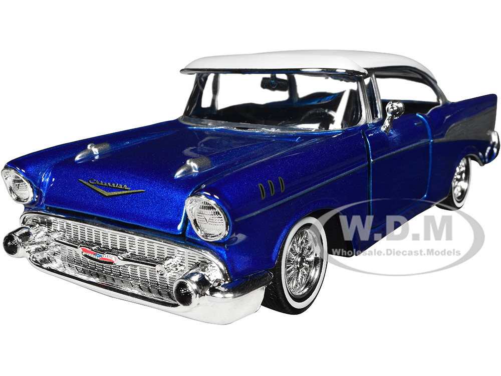 1957 Chevrolet Bel Air Lowrider Candy Blue with White Top Get Low