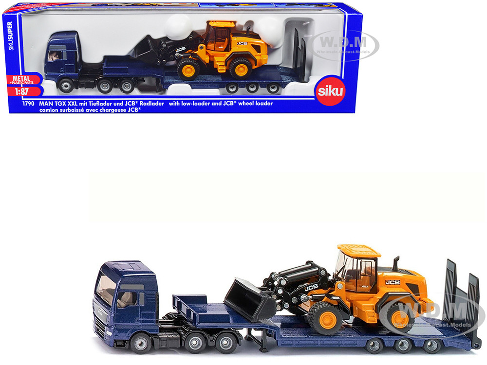 Siku CONTROL32 ラジコン MAN トラック Low Loader MAN Truck Blue Metallic with Low Loader Trailer and JCB 457 Wheel