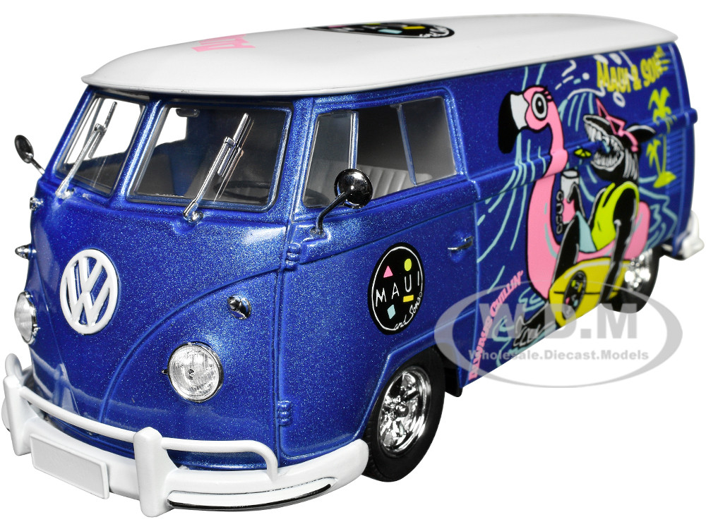 1960 Volkswagen Delivery Van Blue Metallic with White Top Maui and