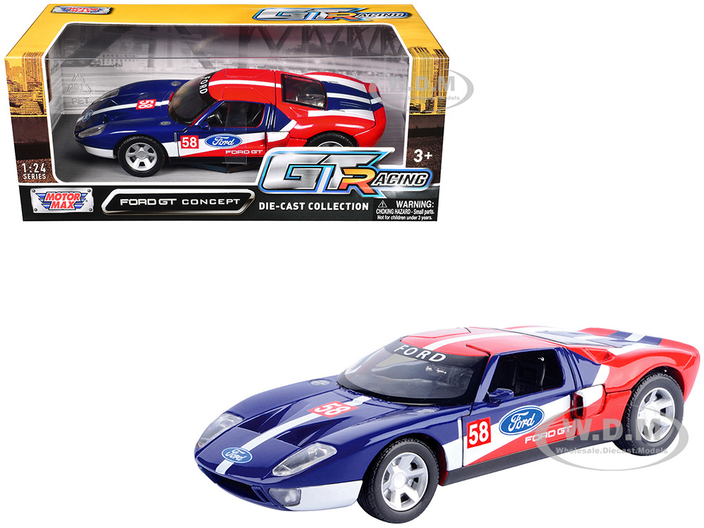 Ford GT Concept #58 Blue and Red with White Stripes 
