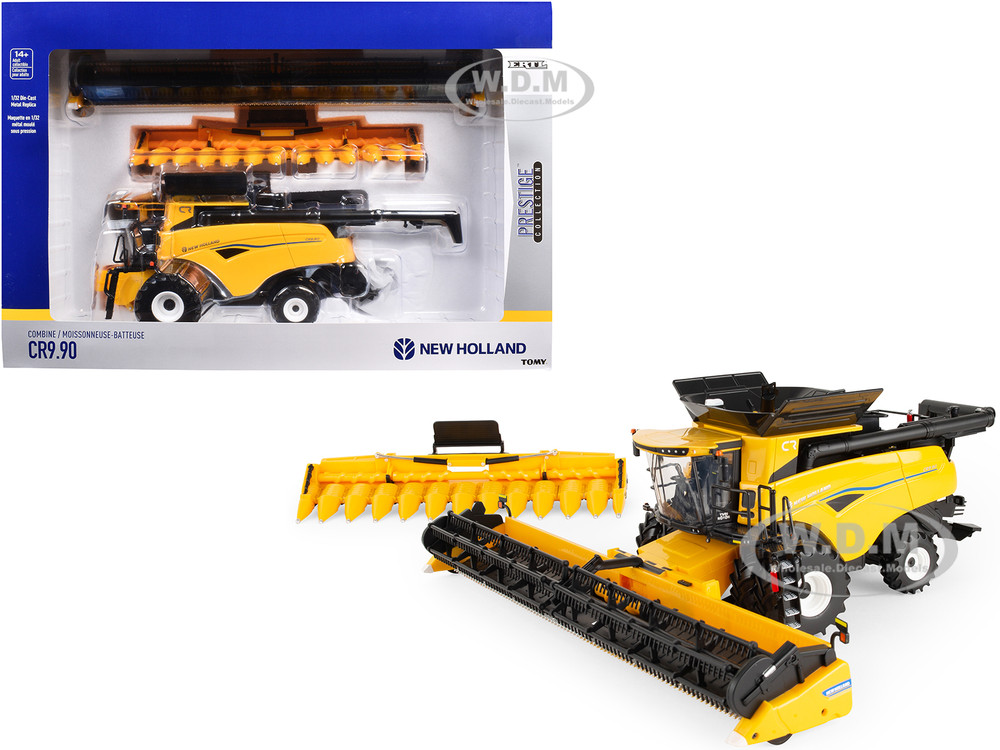 New Holland CR9.90 Combine Yellow with Corn Head and Draper Head