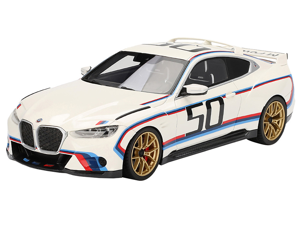 ミニカー Top Speed 1/18  M4 3.0 CSL BMW M4 3.0 CSL #50 White with Blue and Red Stripes 1/18 Model Car