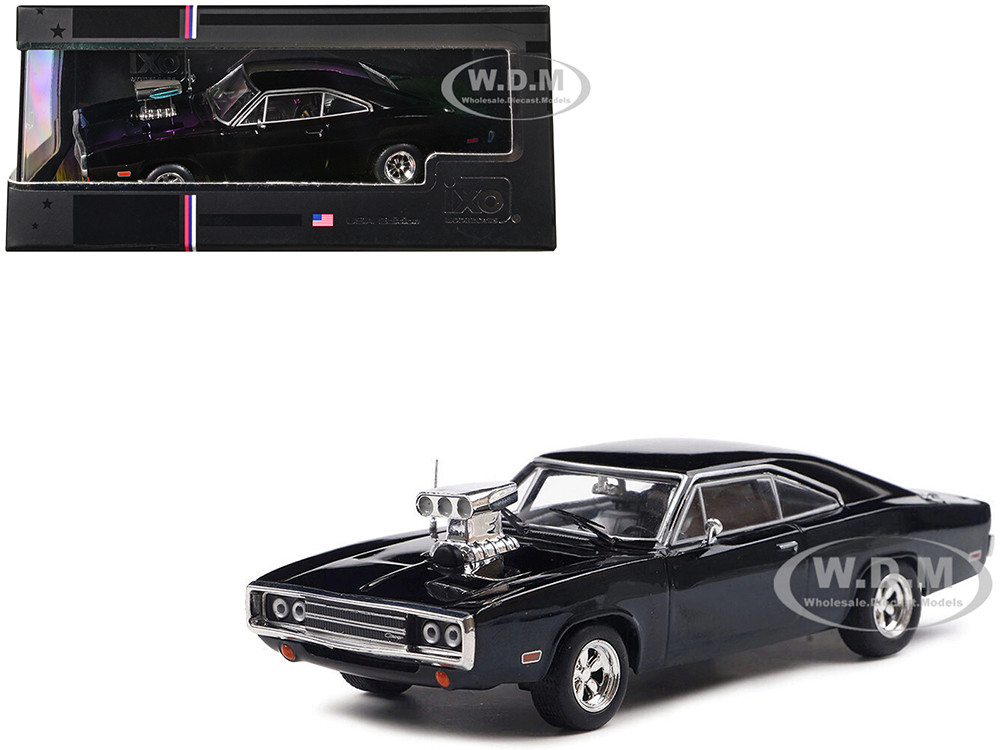 1970 Dodge Charger with Blown Engine Black 1/43 Diecast Model by