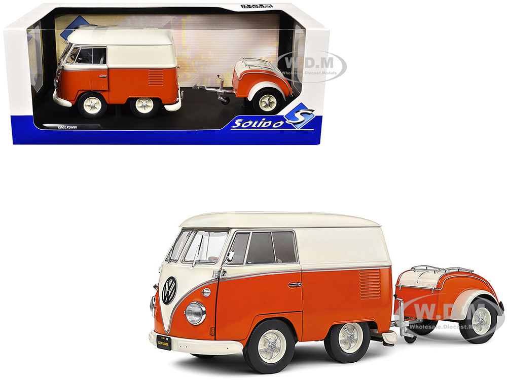 1950 Volkswagen Kool Kombi Van with Trailer Orange and White 1/18