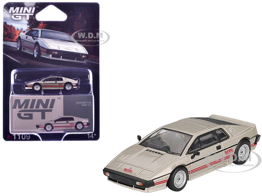 1965 Lotus Esprit GT 1/18 デラックスエディション Lotus Esprit Turbo Silver Metallic with Red Stripes Limited