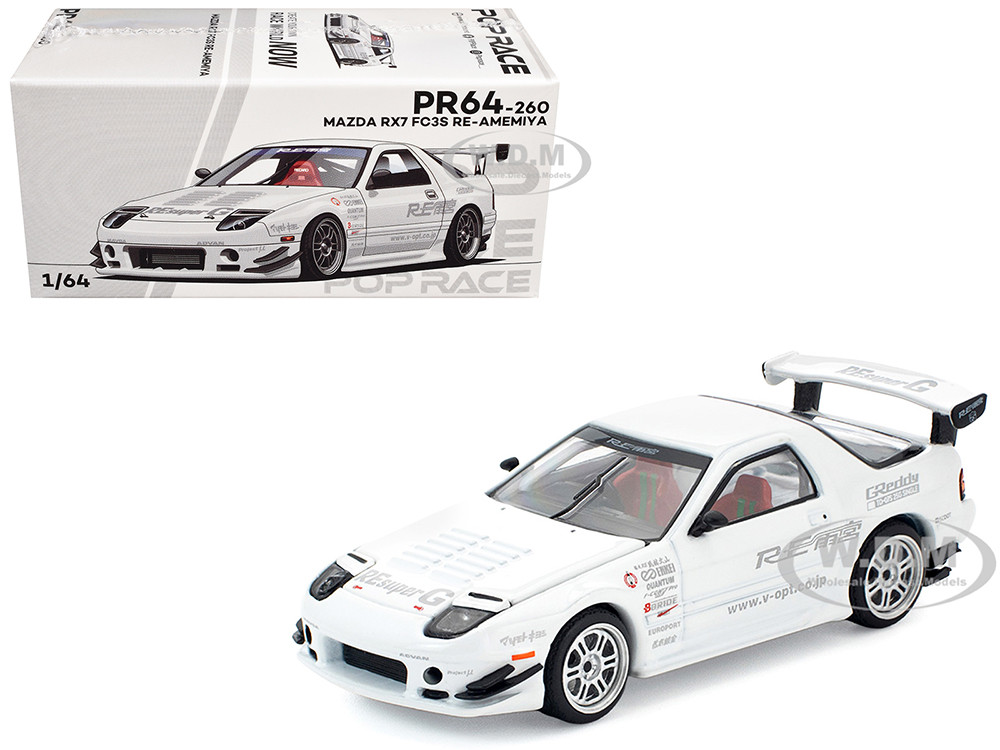 Mazda RX-7 (FC3S) RE Amemiya White2 未開封 Mazda RX7 (FC3S) RE Amemiya RHD (Right Hand Drive) White 1/64