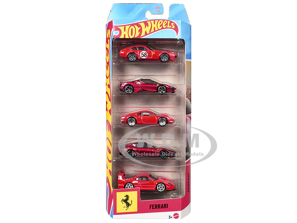 Ferrari 5 piece Set Diecast Model Cars by Hot Wheels