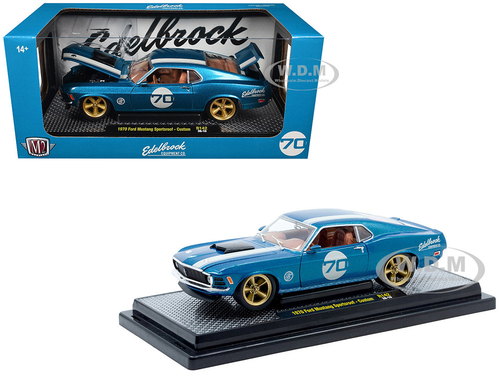 M2 1970　　フォード・マスタング 1970 Ford Mustang Sportsroof #70 Blue Metallic with White Stripes