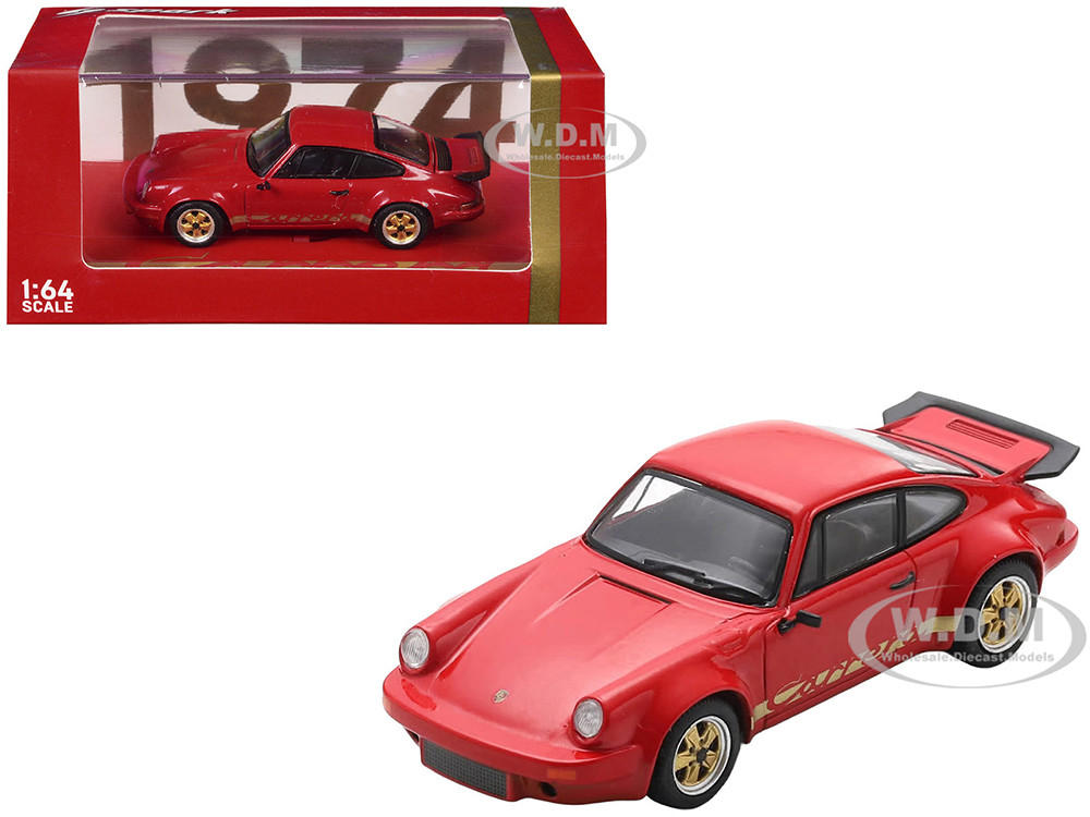 1974 Porsche 911 Carrera RS 3.0 Red with Gold Stripes 1/64 Model
