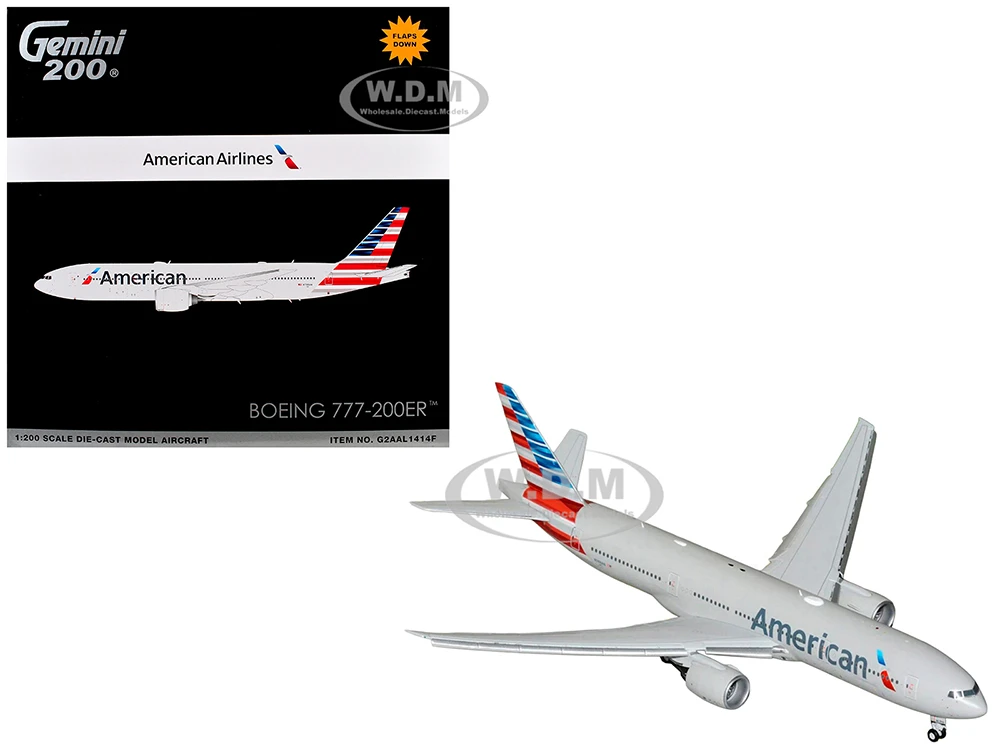 アメリカン航空Boeing777-200ER 1/200スケール Boeing 777-200ER Commercial Aircraft with Flaps Down 
