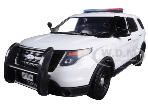  2015 Ford Interceptor Unmarked Police Car with Light Bar White 1/24 Diecast Model Car Motormax 76959