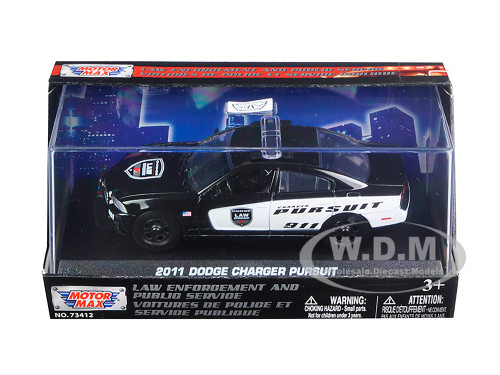2011 Dodge Charger Pursuit Police Car In Display Showcase 1/43 Diecast Model Car Motormax 79463