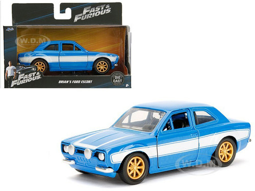Brian's Ford Escort Light Blue White Stripes Fast & Furious Movie 1/32 Diecast Model Car Jada 97188