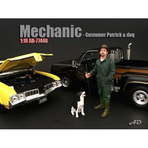 Customer Patrick and a Dog Figurine Figure For 1:18 Models American Diorama 77448