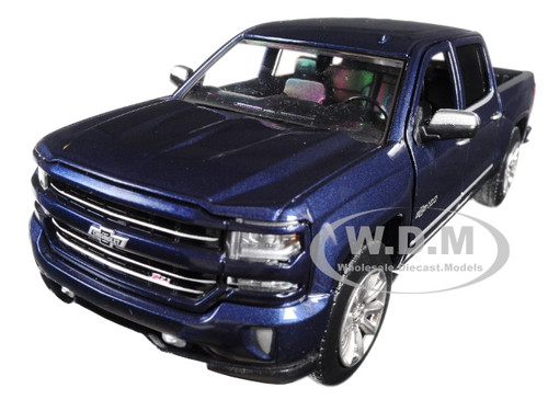 2018 Chevrolet Silverado LTZ Centennial 100 Years Anniversary Edition Blue 1/27 Diecast Model Car Motormax 79353