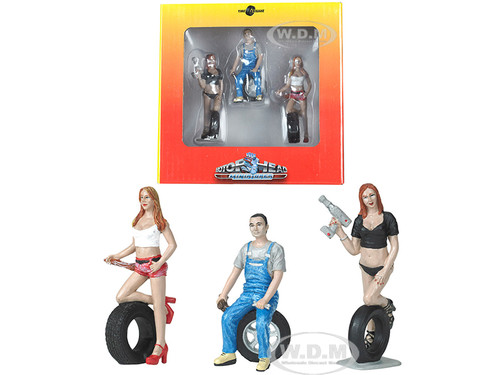 Andie Derek Michele Tire Brigade 3 piece Figurine Set 1/24 Motorhead Miniatures 773