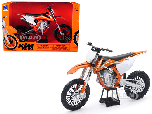 KTM 450 SX-F Dirt Bike Orange White Motorcycle Model 1/10 New Ray 57943