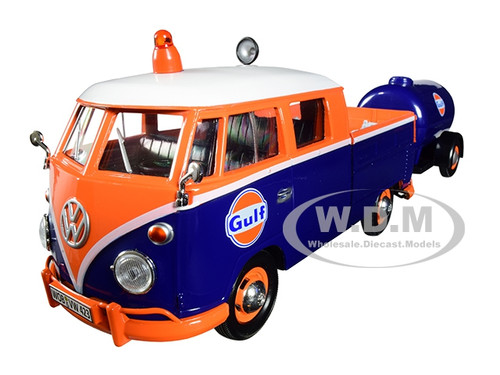 Volkswagen Service Pickup Plastic Oil Tank Gulf Oil 1/24 Diecast Model Car Motormax 79610