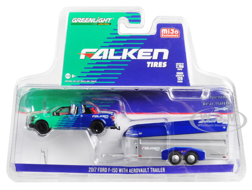 2017 Ford F-150 Pickup Truck Aerovault Trailer Falken Tires Limited Edition 2760 pieces Worldwide 1/64 Diecast Model Car Greenlight 51244