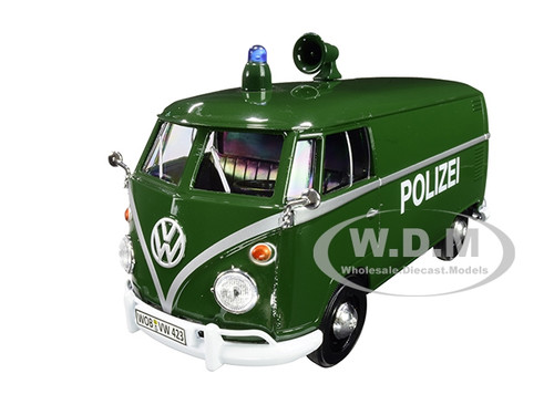 Volkswagen Type 2 T1 Police Van Polizei Dark Green 1/24 Diecast Model Car Motormax 79574