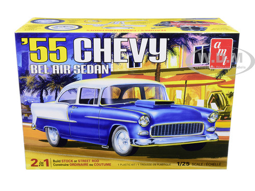 Skill 2 Model Kit 1955 Chevrolet Bel Air Sedan 2 in 1 Kit 1/25 Scale Model AMT AMT1119 M