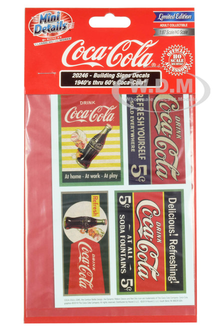 1940's Thru 60's Coca Cola Building Signs Decals 1/87 HO Scale Models Classic Metal Works 20246