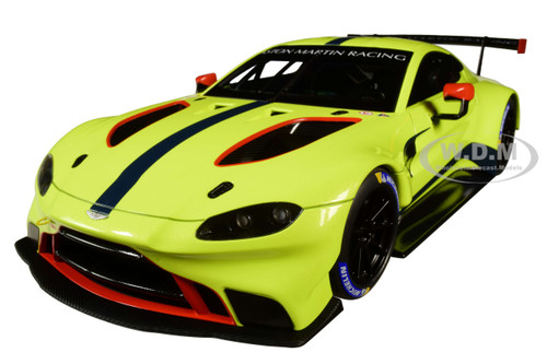 2018 Aston Martin Vantage GTE Le Mans PRO Presentation Car Lemon Green Metallic Carbon Red Accents Aston Martin Racing 1/18 Model Car Autoart 81807