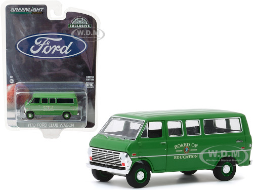 1970 Ford Club Wagon Van Green Board of Education Hobby Exclusive 1/64 Diecast Model Greenlight 30170