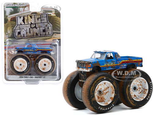 1996 Ford F-250 Monster Truck Bigfoot #7 Blue Dirty Version Kings of Crunch Series 7 1/64 Diecast Model Car Greenlight 49070 F