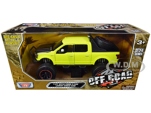 2019 Ford F-150 Lariat Crew Cab Pickup Truck Off Road Bright Green 1/24-1/27 Diecast Model Car Motormax 79146