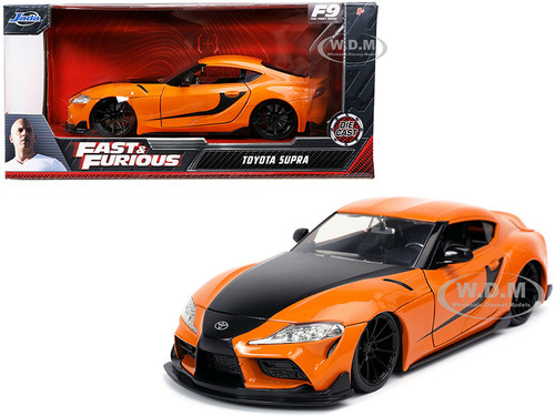 Toyota Supra Orange Black Stripes Fast & Furious 9 F9 2021 Movie 1/24 Diecast Model Car Jada 32097