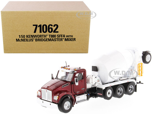 Kenworth T880 SFFA with McNeilus Bridgemaster Mixer Truck Radiant Red White 1/50 Diecast Model Diecast Masters 71062