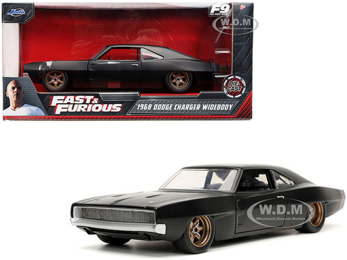 Dom's 1968 Dodge Charger Widebody Matt Black Fast & Furious 9 F9 2021 Movie 1/24 Diecast Model Car Jada 32614