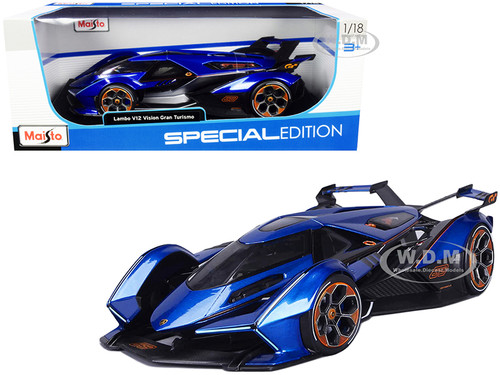 Lamborghini V12 Vision Gran Turismo Blue Metallic 1/18 Diecast Model Car Maisto 31454