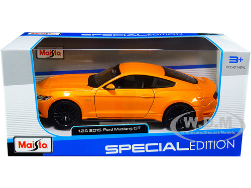 2015 Ford Mustang GT 5.0 Orange Metallic 1/24 Diecast Model Car Maisto 31508