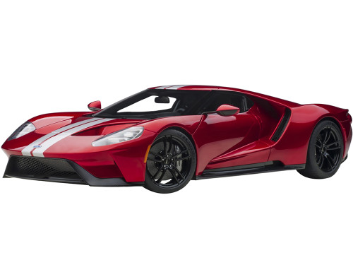 2017 Ford GT Liquid Red Metallic Silver Stripes 1/12 Model Car Autoart 12106