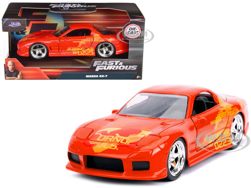 Orange Julius' Mazda RX-7 Orange Metallic Graphics Fast & Furious Series 1/32 Diecast Model Car Jada 31442