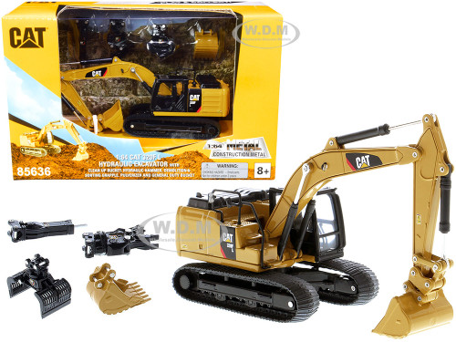 CAT Caterpillar 320F L Hydraulic Tracked Excavator 5 Work Tools Play & Collect! 1/64 Diecast Model Diecast Masters 85636