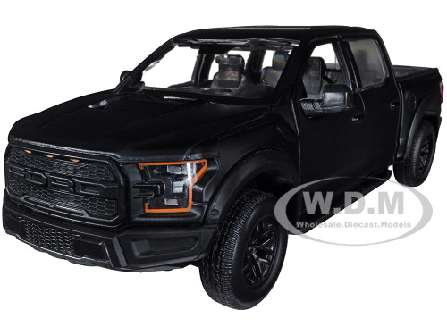 2017 Ford F-150 Raptor Pickup Truck Sunroof Matt Black Die-Cast Collection Series 1/24 Diecast Model Car Motormax 79344