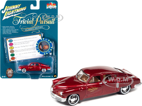 1948 Tucker Torpedo Red Maroon Metallic Tucker The Man and His Dream 1988 Movie Poker Chip Collector Token Game Card Trivial Pursuit Pop Culture Series 3 1/64 Diecast Model Car Johnny Lightning JLPC005-JLSP217