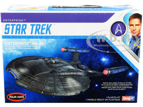 Skill 2 Snap Model Kit Enterprise NX-01 Starship Star Trek Enterprise 2001-2005 TV Series 1/1000 Scale Model Polar Lights POL966M