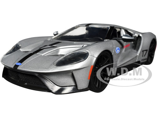 2017 Ford GT #17 Silver Metallic Black Stripes Ford Performance Bigtime Muscle Series 1/24 Diecast Model Car Jada 33857