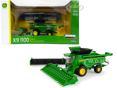 John Deere X9 1100 Combine with 12-Row Corn Head and Draper Grain Head 1/64 Diecast Model ERTL TOMY 45735