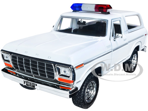 1978 Ford Bronco Police Car Unmarked White Law Enforcement and Public Service Series 1/24 Diecast Model Car Motormax 76983w