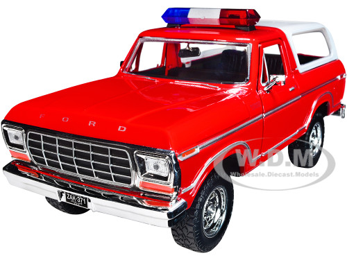 1978 Ford Bronco Fire Department Unmarked Red Law Enforcement and Public Service Series 1/24 Diecast Model Car Motormax 76983r