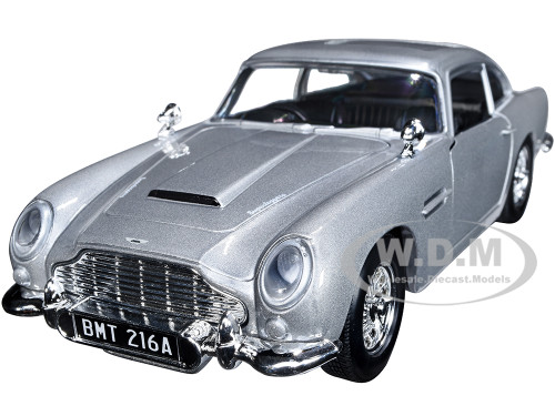Aston Martin DB5 RHD Right Hand Drive Silver Metallic James Bond 007 Goldfinger 1964 Movie James Bond Collection Series 1/24 Diecast Model Car Motormax 79857