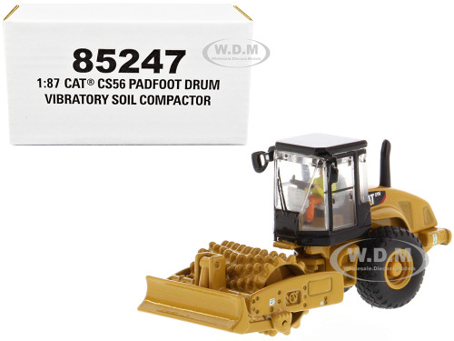 CAT Caterpillar CS56 Padfoot Drum Vibratory Soil Compactor Operator High Line Series 1/87 HO Diecast Model Diecast Masters 85247